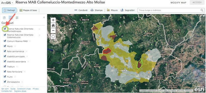 webgisRiservaMAB-Mostra contenuto mappa-selezione